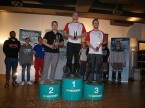 I tre vincitori: Damian Schmid (2°) e i due austriaci René Grubelnig (1°) e Markus Hirner (3°).